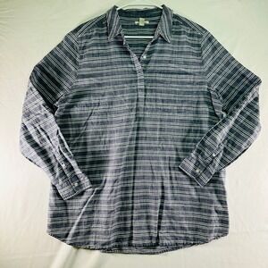 Goodthreads Blue Ticking Horizontal Striped Pullover Long Sleeve Shirt Men's XL